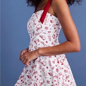 Francesca's Collections One Shoulder Red and White Dress